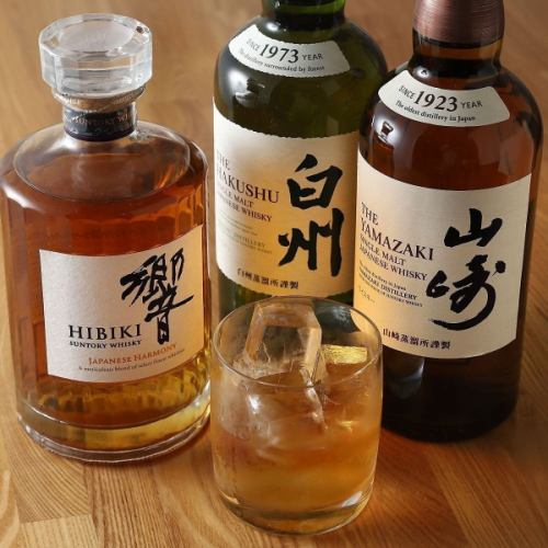 山崎・白州・響・イチローズモルトなど希少ウイスキーを常時ご用意