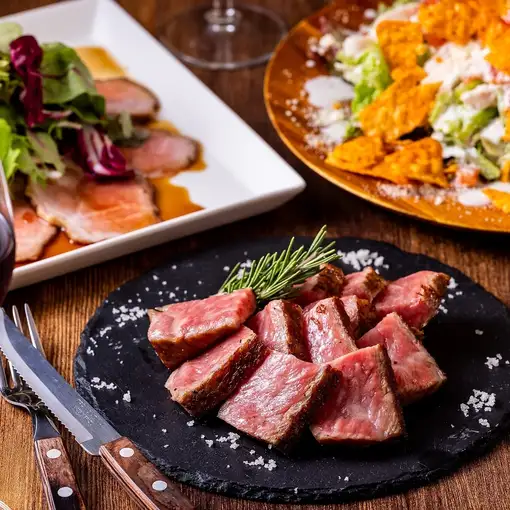 [Meat Bar Standard Course / 7 Dishes Total] Enjoy A4-A5 Japanese Black Wagyu Steak | Includes approximately 50 types of drinks and 2 hours of all-you-can-drink