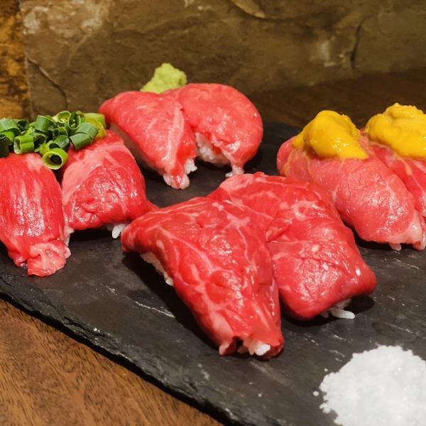 Domestic Wagyu beef meat sushi