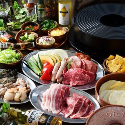 ◇150분 음료 무제한 첨부(120분 LO)◇엄선 식재료로 「Premium BBQ&Tacos plan」/8000엔