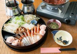 【当店名物】岐阜県産ブランド豚　結旨豚と海老しゃぶしゃぶ＋〆(リゾットor雑炊orラーメン)　一人前