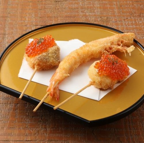 サーモンいくらの串揚げ