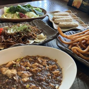 《日・祝 完全予約限定》【2H飲み放題付き】ロングポテト・麻婆豆腐等全6品◇3268円(税込)