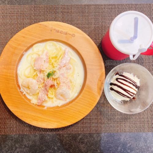 ≪パスタ≫クリームソース(エビ・ベーコン)