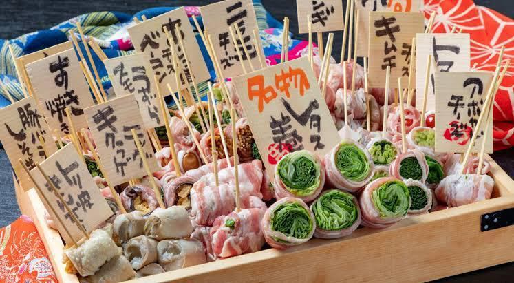 名物！！野菜巻き串5串盛り