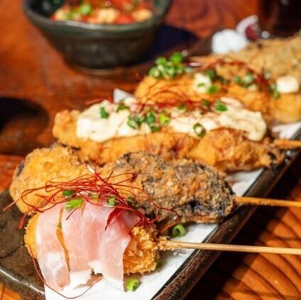 Perfect with beer! Piping hot fried skewers