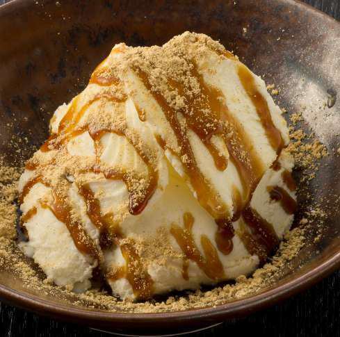 Okinawa brown sugar syrup and kinako ice cream