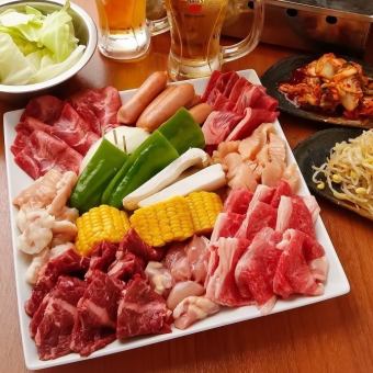 [2 hours of all-you-can-drink☆Draft beer included] <Nigiwai Course> Enjoy classic short ribs and skirt steak♪ 12 dishes in total
