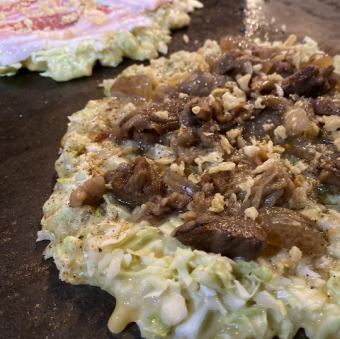 Beef tendon okonomiyaki