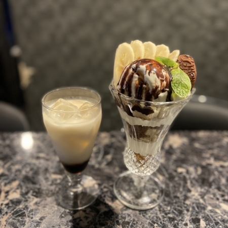 【終電セット】　お好きなパフェとドリンク(アルコールも可)　2200円→1800円　〆切は24時まで