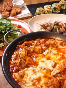 大人気★チーズタッカルビ含む女子会コース【3H飲放付】4000円(火~金限定3700円)