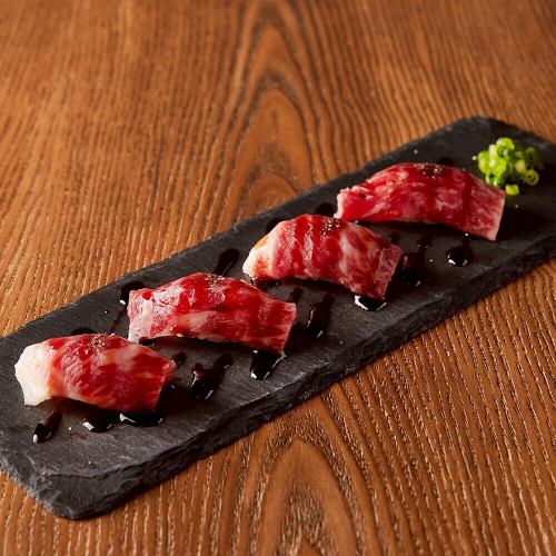 Hello😆This is BISON Hon-Atsugi store‼️

Our menu has changed since August, and we are now a casual Italian restaurant!
We will be introducing new menu items one by one, so please check out our posts!

This is our most popular item! It's a hot item that's sure to look great on Instagram!

"A4 Wagyu beef sushi (4 pieces): ¥1,080"

To allow you to enjoy the aroma even more, our staff will roast it over a burner in front of you, as shown in the photo ❤️‍🔥
The sushi rice is made with red vinegar, which goes perfectly with the A4 Wagyu beef!

*We recommend cooking it rare, but we will cook it to your liking, so even if you don't like it, you can order with peace of mind 🍣❕If you come to BISON... please give it a try.

Normally, one plate is served with four pieces, but you can add one more piece of meat sushi for ¥380.

We look forward to your visit!

#Honatsugi #bison #izakaya #HonatsugiStation
#Honatsugi Izakaya #Honatsugi Station Gourmet
#Weekend lunch #Weekend lunch drinks
#bisonhonatsugi #newmenu #groupuse
#Instagrammable #Casual Italian restaurant #Italian