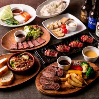 All-you-can-drink for 3 hours ★ 3 hours before holidays on Fridays, Saturdays, and holidays ◎ Lean steak and signature meat sushi "Mature Japanese beef course" 9 dishes 4000 yen
