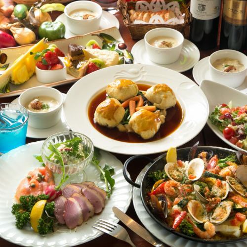【KAZU的季节限定女性派对套餐♪8道菜2,750日元】加点心、2小时无限畅饮加2,200日元！