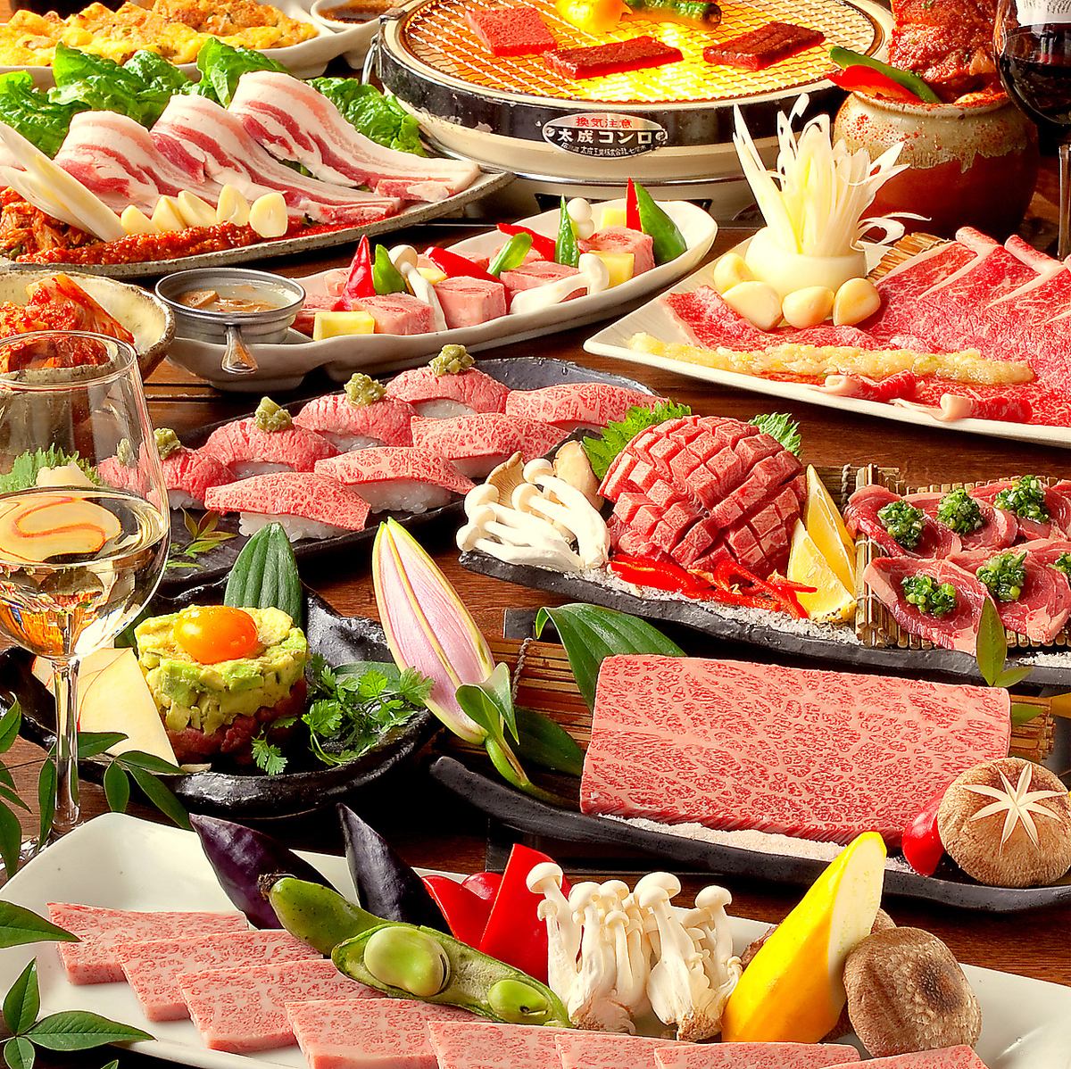 肉类寿司和其他特色菜肴很多，其中包括熟悉烤肉35年的主厨精心挑选的黑毛和牛。