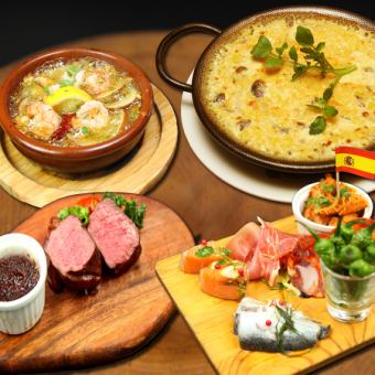 [All-you-can-drink included] Casual course ◇Choice of ajillo, ginger pork spare ribs, risotto, etc.