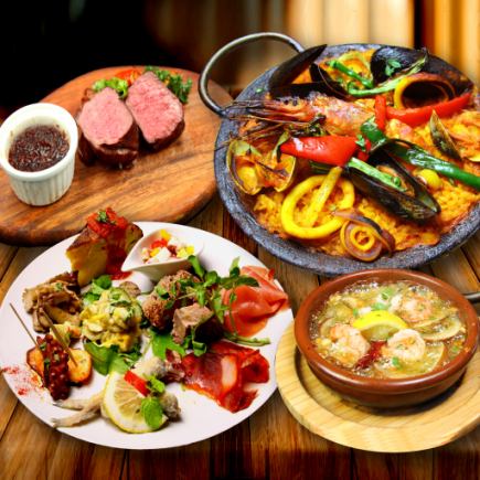 Most popular♪ [All-you-can-drink] Luxury Spanish course ◇ Choice of paella, Wagyu roast beef, etc.