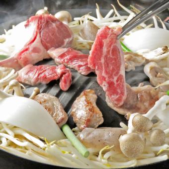 雪山郎成吉思汗套餐（含2杯饮料，1人份）：2,000日元（蔬菜和鸡腿肉套餐）