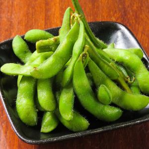 Green soybeans with branches