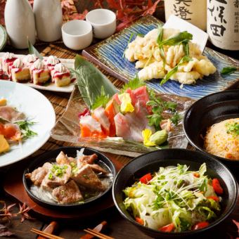 ■ 2 hours all-you-can-drink "Seaside Course" Sashimi, seasonal seafood chirashi, and grilled local chicken <7 dishes total> 4200 yen ⇒ 3500 yen