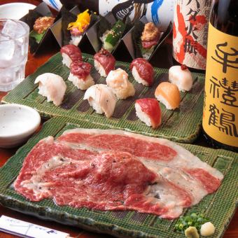 黒毛和牛や肉寿司含む全30品が食べ放題！【2時間プレミアム食べ飲み放題コース】5500円⇒4500円