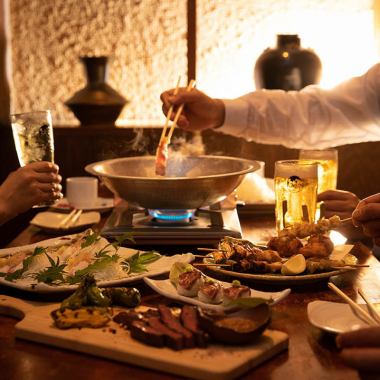 享受神戶牛肉等的奢華時光…【雅套餐】6,600日元，附2小時無限暢飲，週一至週四延長30分鐘♪