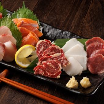 鮮魚と馬肉の食べ比べ(二人前)