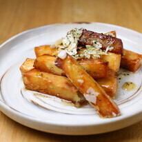 Sweet potato sticks with honey butter