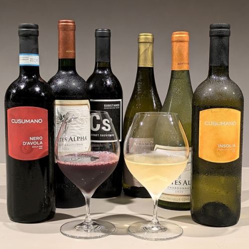 Wine by the glass: 3 types each of red and white