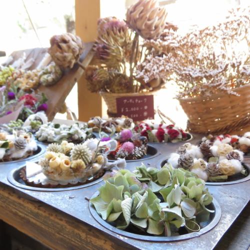 There is a sale of dried flowers