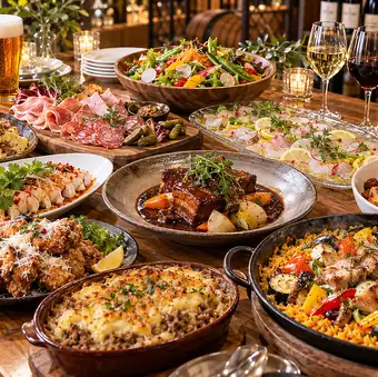 【立食ビュッフェ×2時間飲み放題付★ライトコース5,000円】豚バラ肉の煮込みなど全10品