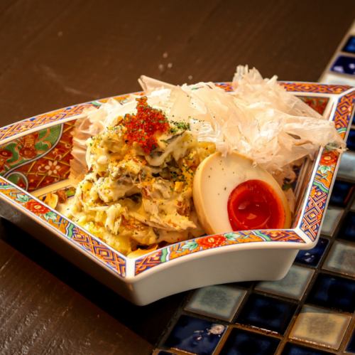 口溶け鰹節と高菜のポテサラ