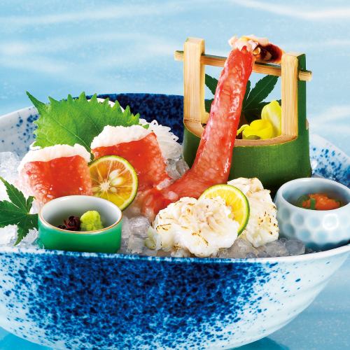 タラバかに造り三種盛
