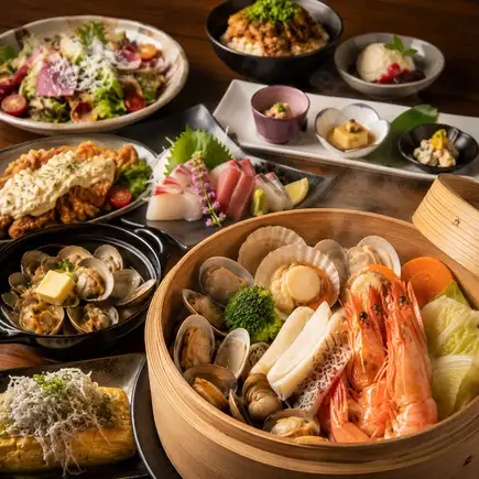 [Ultimate Course] The ultimate!! Beef and tomato sukiyaki or luxurious seafood steamed in a bamboo steamer included ◎ 2.5 hours all-you-can-drink 9 dishes 5000 yen