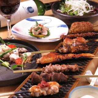 [Cooking only] ◆Amakusa Daioh and Kyushu chicken (including rare breeds) 9 skewers Premium course 8,000 yen (tax included)◆