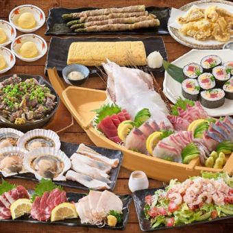 【7月7日～】刺身6点盛り、馬刺し3種、親鳥炭火鉄板焼きなど全10品+120分飲み放題◆5000円(税込)