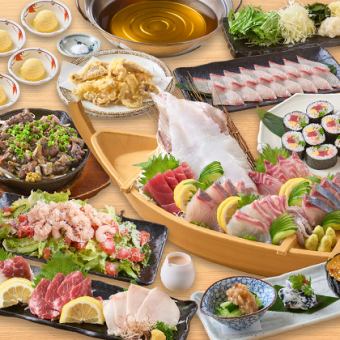 Yellowtail shabu-shabu hotpot♪ 5-piece sashimi platter, seafood thick roll, and dessert at the end [120 minutes all-you-can-drink included] 5,000 yen (tax included) course