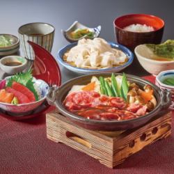 【飛驒牛】味噌壽喜燒及生魚片套餐