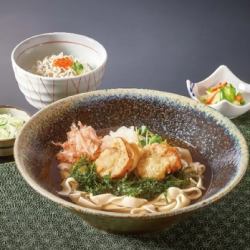 帆立天おろしきしめんとしらすといくらミニ丼セット