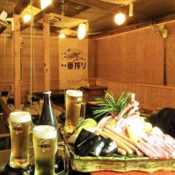 空手♪[海岛烧烤套餐4,600日元]搭配黑毛和牛的高级套餐♪