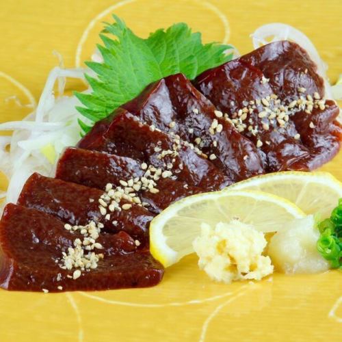 Limited quantity horse liver sashimi