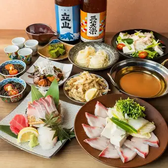 【3時間飲み放題】白海老などの幸を『北前 潮コース』全9品5000円※時間無制限飲み放題に変更可!