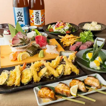 【3時間飲み放題】豪華！白えび刺×富山牛『越中 極み』全10品7000円※時間無制限飲み放題変更可