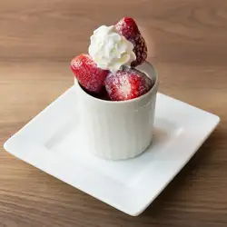 Hard strawberries with condensed milk