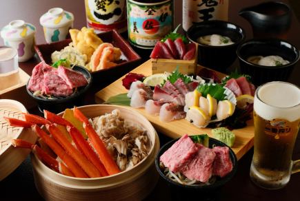 [New Year's and Year-end Party] Full-course banquet with bluefin tuna, crab, and Miyazaki beef