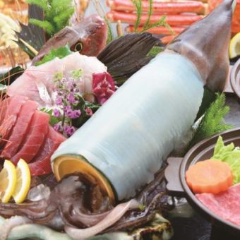 2時間飲み放題付き【特選牛すき焼き陶板と鶏ささみと山菜の天ぷら】全8品 5000円(税込)