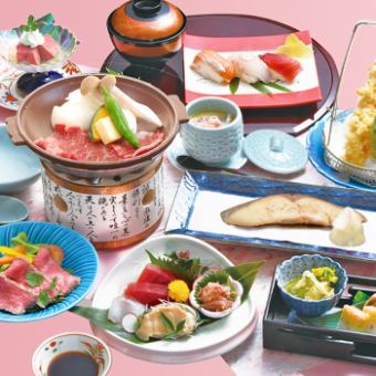 2時間飲み放題付き【極上新潟和牛陶板焼と旬の天ぷら】春のプレミアムコース全10品 7000円(税込)