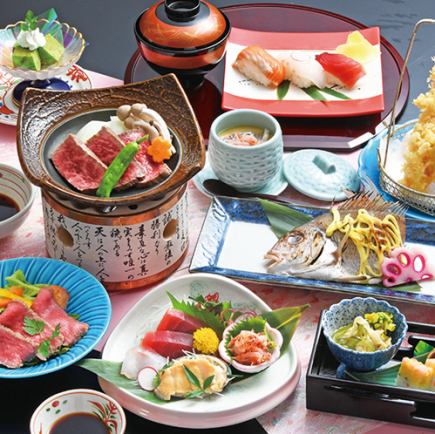 Includes 2 hours of all-you-can-drink [Spring Party Course] 9 dishes including premium grilled Niigata Wagyu beef and grilled king crab for 10,000 yen (tax included)