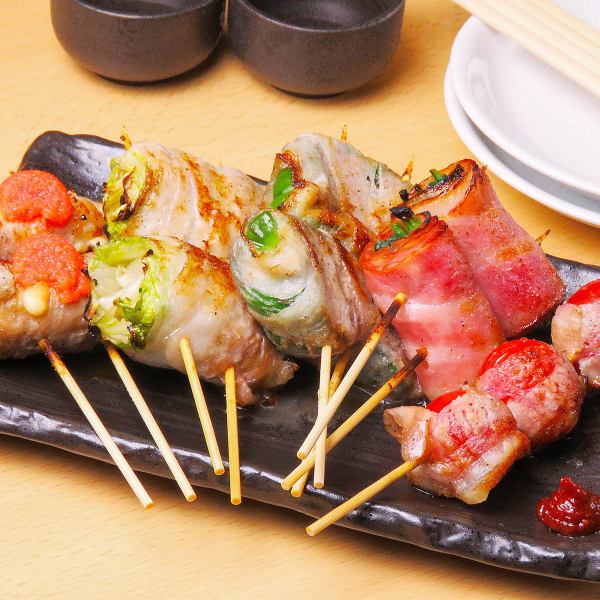 [Signboard menu] Using domestic vegetables! All 15 types of rolled skewers packed with delicious vegetables and meat ☆
