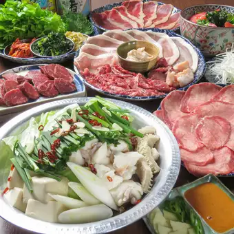 2時間飲み放題付♪【焼肉もつ鍋Wコース】～焼肉も楽しめる！〆まで大満足全9品～